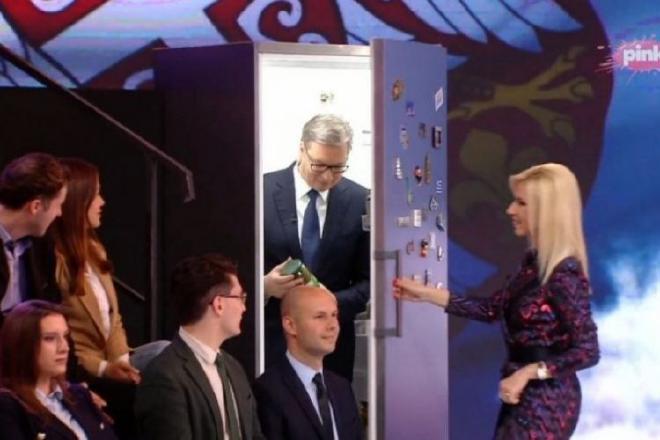 President Vučić leaving a fridge